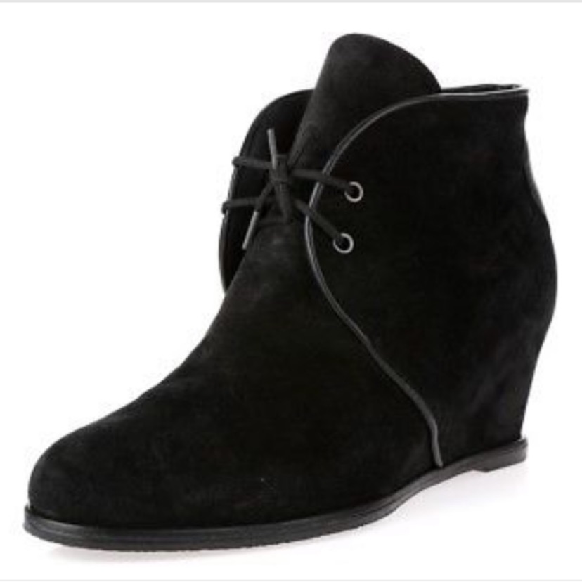 Stuart Weitzman Kalahari Wedge Booties Black Suede